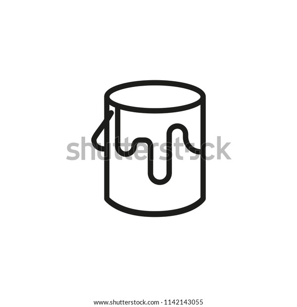 Paint for wall line icon. Bucket,\
jar, decor. Renovating concept. Vector illustration can be used for\
topics like decorating, home improvement,\
repair