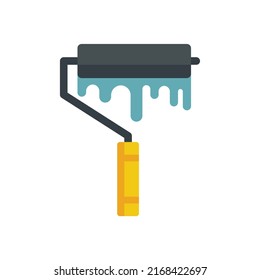 Paint wall roller icon. Flat illustration of paint wall roller vector icon isolated on white background
