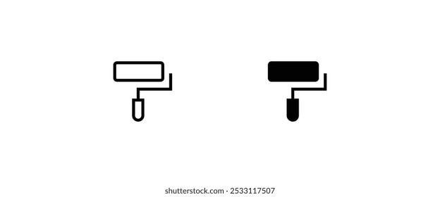 paint wall roller painting icon line and flat icons set, editable stroke isolated on white, linear vector outline illustration, symbol logo design style