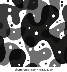 Paint watercolor seamless pattern.Spots of different sizes.Black and white