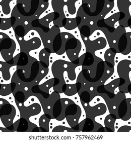 Paint watercolor seamless pattern.Spots of different sizes.Black and white