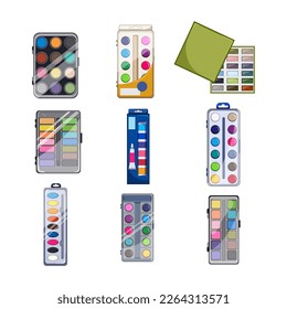 paint watercolor set cartoon. drawing child, art color, colorful creative, brush school, artist paint watercolor vector illustration