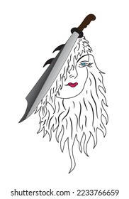 paint of Woman and sword