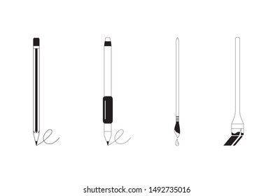 Paint and writing tools collection
