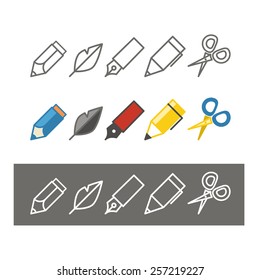 Paint and writing tools collection. Design elements