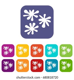Paintball blob icons set vector illustration in flat style in colors red, blue, green, and other