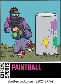 Paintball Extreme Sports Color Vector Illustration