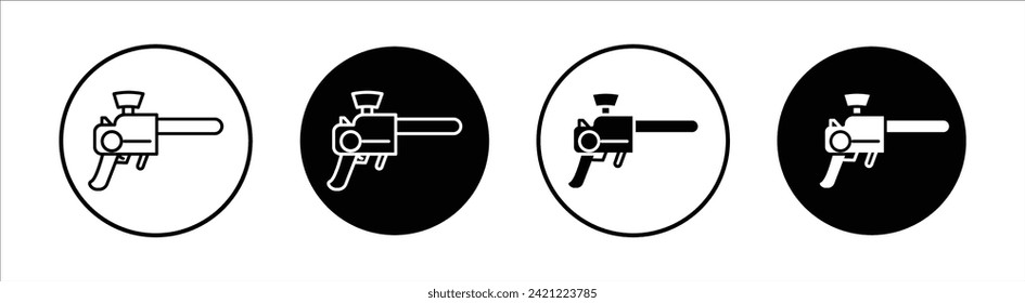 Juego de iconos de la línea plana de la bola de pintura. Vector de ilustración de línea delgada