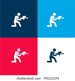 Paintball four color material and minimal icon logo set in red and blue