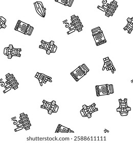 paintball game player team vector seamless pattern thin line illustration
