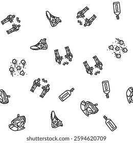 paintball game player team vector seamless pattern thin line illustration