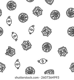 paintball game player team vector seamless pattern thin line illustration
