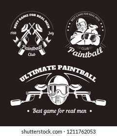 Paintball Game Sport Club Logo Templates Of Gamer Shooting Target Or Paint Ball Gun