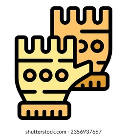 Paintball gloves icon outline vector. Ball gun. Target player color flat