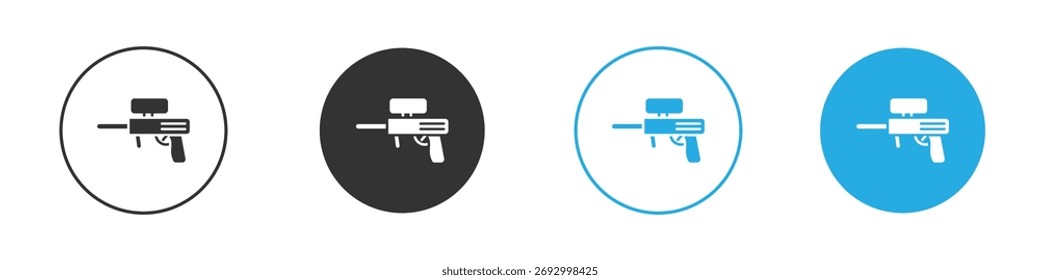 Paintball gun icon in editierbarem flachen Vektor in schwarz und weiß
