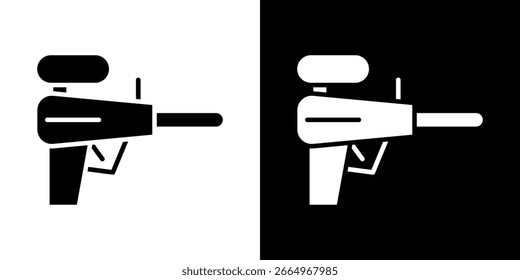 Icono de pistola de paintball en conjunto de Vector sólido negro plano