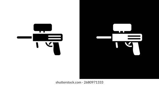 Paintball gun icon in flat style, filled black symbol