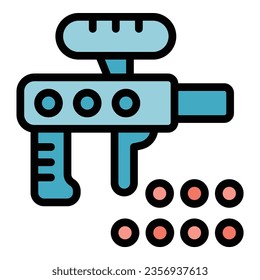 Paintball gun icon outline vector. Ball mask. Target sport color flat