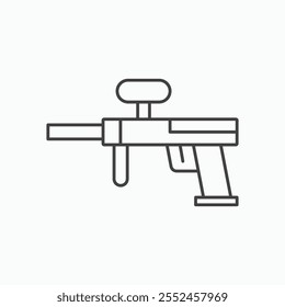 Paintball gun icon set in blackthin line style.