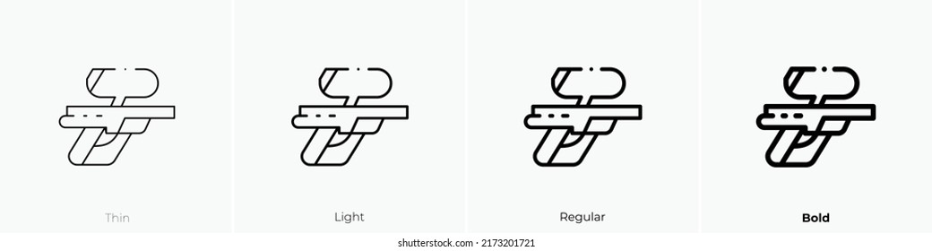 icono de pistola de bolas de pintura. Diseño delgado, ligero y audaz aislado en un fondo blanco