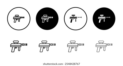 Ícone de arma Paintball Conjunto de ilustração de linha fina