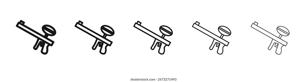 Ícone de arma Paintball vetor esboço conjunto sinal de ilustração