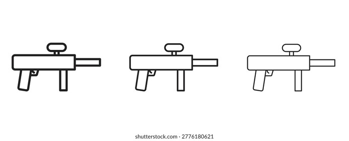 Paintball gun icon vector symbols. Editable stroke set.