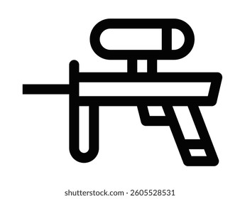 Paintball gun weapon outline vector icon. Editable stroke.