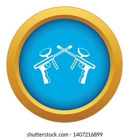 Paintball guns icon blue vector isolated on white background for any design