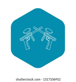 Paintball guns icon in outline style on a white background vector illustration