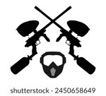 Paintball guns silhouette with mask