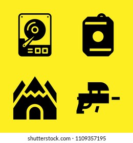 paintball, hard drive, cave and drink vector icon set. Sample icons set for web and graphic design