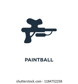 Paintball icon. Black filled vector illustration. Paintball symbol on white background. Can be used in web and mobile.