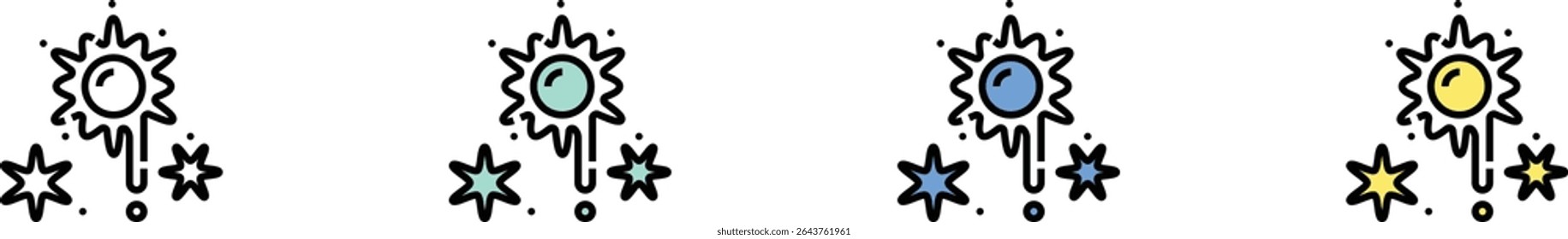paintball icon. Outline, Green, Blue and Yellow Style Design Isolated On White Background