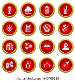 Paintball icon red circle set isolated on white background
