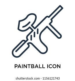 Paintball icon vector isolated on white background, Paintball transparent sign , thin pictogram or outline symbol design in linear style