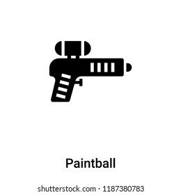 Paintball icon vector isolated on white background, logo concept of Paintball sign on transparent background, filled black symbol