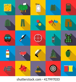 Paintball icons set