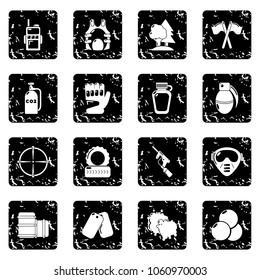 Paintball icons set vector grunge isolated on white background 