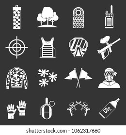 Paintball icons set vector white isolated on grey background 
