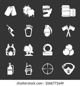 Paintball icons set vector white isolated on grey background 