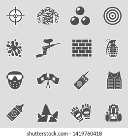 Paintball Icons. Sticker Design. Vector Illustration.