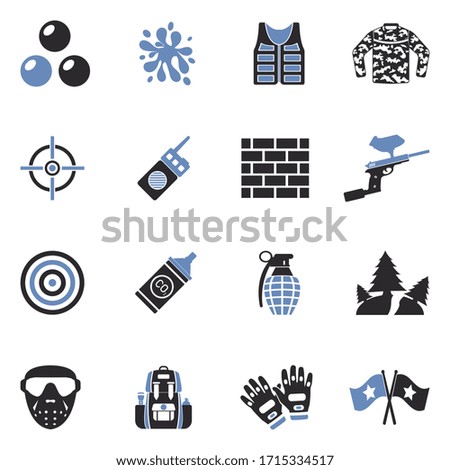 Paintball Icons. Two Tone Flat Design. Vector Illustration.