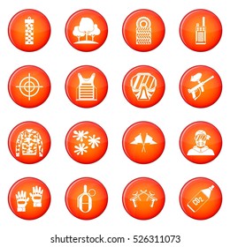 Paintball icons vector set of red circles isolated on white background