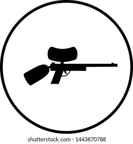 arma de marcador de paintball com símbolo de tremonha de alimentação de gravidade