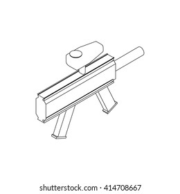 Paintball marker icon, isometric 3d style