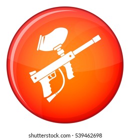 Paintball marker icon in red circle isolated on white background vector illustration