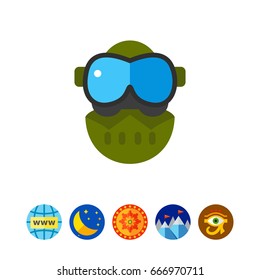 Paintball mask with goggles vector icon