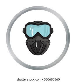 Paintball mask icon in cartoon style isolated on white background. Paintball symbol stock vector illustration.