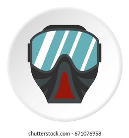 Paintball mask icon in flat circle isolated vector illustration for web